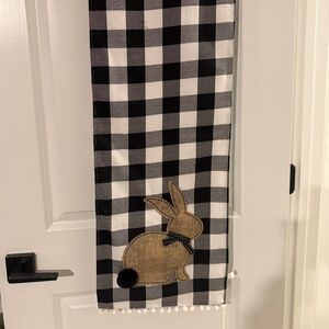 Black & White Easter Rabbit Print Table runner Sz. 13 x 72